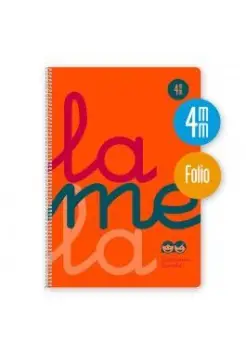 CUADERNO CUADROVA LAMELA 4 MM TAPA PLSTICO NARANJA TAMAO FOLIO CON ESPIRAL