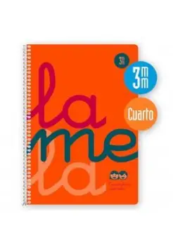 CUADERNO CUADROVA LAMELA 3 MM CON TAPA DE PLSTICO, TAMAO CUARTO 80 HOJAS 90 GRAMOS, COLOR NARANJA