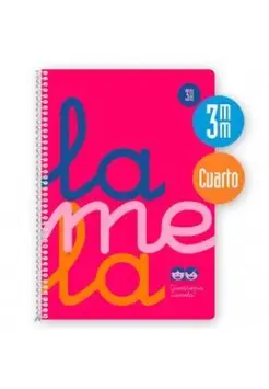 CUADERNO CUADROVA LAMELA 3 MM CON TAPA DE PLSTICO, TAMAO CUARTO 80 HOJAS 90 GRAMOS, COLOR ROSA