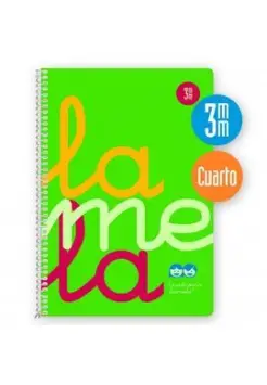 CUADERNO CUADROVA LAMELA 3 MM CON TAPA DE PLSTICO, TAMAO CUARTO 80 HOJAS 90 GRAMOS, COLOR VERDE