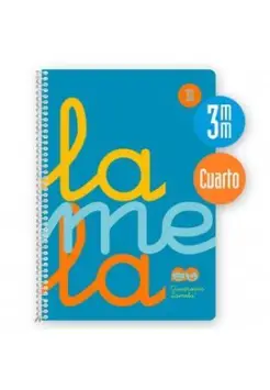 CUADERNO CUADROVA LAMELA 3 MM CON TAPA DE PLSTICO, TAMAO CUARTO 80 HOJAS 90 GRAMOS, COLOR AZUL