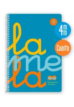 CUADERNO CUADROVA LAMELA 4 MM CON TAPA DE PLSTICO, TAMAO CUARTO 80 HOJAS 90 GRAMOS, COLOR AZUL