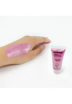 MAQUILLAJE GLITTER GEL ROSA, GLOW UP. PARA CARA Y CUERPO