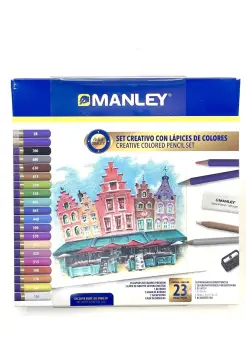 SET CREATIVO CON LPICES DE COLORES, CAJA DE 23 PIEZAS