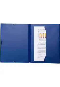 CARPETA CON GOMAS DE PLSTICO DURO EN AZUL, TAMAO FOLIO