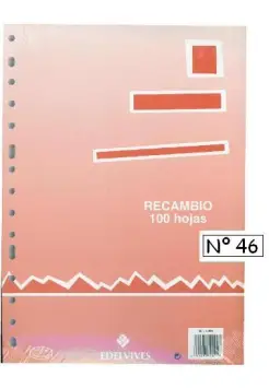 RECAMBIO 46 11 TALADROS 80 HOJAS, TAMAO CUARTO