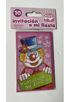 INVITACION FIESTA PAYASOS, PAQUETE DE 10 UNIDS