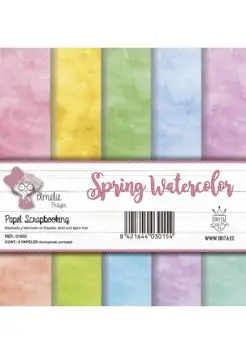 SET DE 6 PAPEL PARA SCRAPBOOKING. SPRING WATERCOLOR