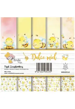 SET DE 6 HOJAS DULCE MIEL. PAPEL SCRAPBOOKING 