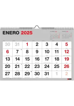 CALENDARIO DE PARED 2025 CON NMEROS GRANDES, TAMAO DIN A3