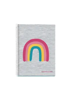 CUADERNO CON ESPIRAL TAMAO A-4 GRIS 5X5. ARCOIRIS.