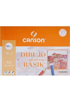 PACK DE PAPEL PARA DIBUJO BASIK DIN-A3 130 GRS, 10 HOJAS