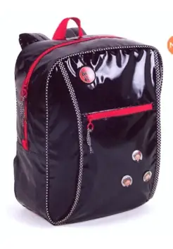 MOCHILA MEDIANA TRES MELLIZAS NEGRA Y ROJA