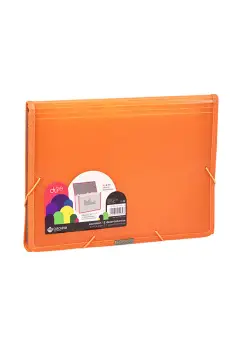 CARPETA DE FUELLE CON 12 DEPARTAMENTOS A4 CON GOMAS NARANJA