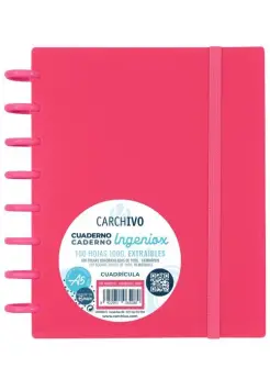 CUADERNO INGENIOX EN CUADRCULA 5X5 MM COLOR ROJO, TAMAO A5