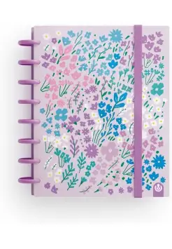 CUADERNO INGENIOX FLORES VIOLETA CON RECAMBIO 5X5MM, TAMAO DIN A5