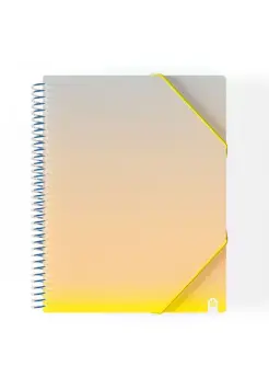 CARPETA DE 20 FUNDAS CON ESPIRAL EN COLOR AMARILLO, TAMAO FOLIO