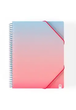 CARPETA DE 30 FUNDAS CON ESPIRAL EN COLOR ROSA, TAMAO FOLIO