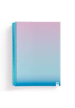 CUADERNO ESPIRAL DE CUADROS 4X4 MM TAPA DE PLSTICO EN COLOR AZUL, TAMAO FOLIO