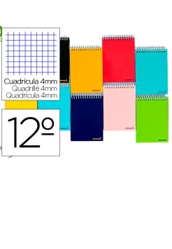 CUADERNO CUADROS 4X4 MM, TAMAO OCTAVO APAISADO CON ESPIRAL Y TAPA BLANDA