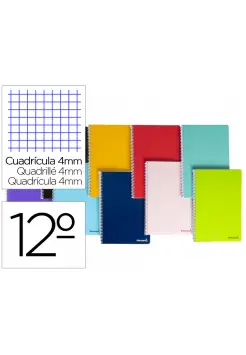 CUADERNO CUADROS 4X4 MM, TAMAO OCTAVO CON ESPIRAL Y TAPA BLANDA