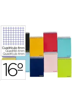 CUADERNO CUADROS 4X4 MM, TAMAO DIECISEIAVO APAISADO CON ESPIRAL Y TAPA BLANDA