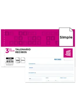 TALONARIO DE RECIBOS 3 EN FOLIO SIMPLE T136