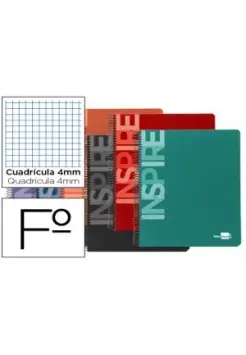 CUADERNO CUADROS 4 MM TAPA DURA, TAMAO FOLIO CON ESPIRAL