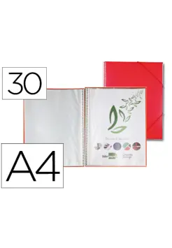 CARPETA ESCAPARATE ROJA CON ESPIRAL Y 30 FUNDAS, TAMAO FOLIO 