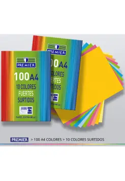 PAQUETE DE 100 HOJAS DE COLORES FUERTES