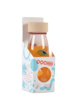 BOTELLA SENSORIAL SONIDOS PEZ CON BOLITAS NARANJAS