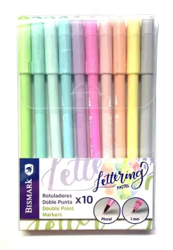 ROTULADORES DE DOBLE PUNTA EN PASTEL PARA LETTERING, CAJA DE 10 UNIDADES