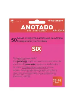 NOTAS ADHESIVAS TRANSPARENTES 76X76 MM, COLOR ROSA