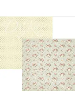 PAPEL SCRAPBOOKING 30X30 CM DECORADO CON FLORES/LUNARES, TONOS CREMA