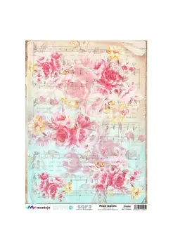 PAPEL ARROZ DECOUPAGE DE MSICA Y FLORES 