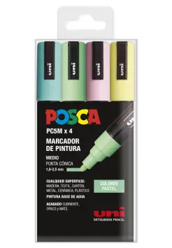 ROTULADOR UNI POSCA ESTUCHE CON 4 COLORES PASTELES