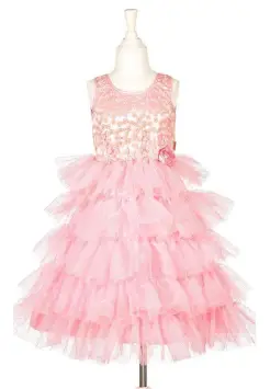 DISFRAZ LISANA, VESTIDO ROSA CON VOLANTES