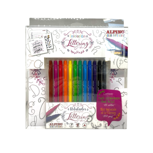 Alpino Color Experience – Pack Initiation Au Lettering – Guide Et Marqueurs Inclus – Kit Créatif Pour Débutants